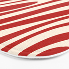 Wavy Loops Retro Abstract Pattern Red and Almond Cream Bath Mat Gallery Image 3