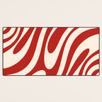 Wavy Loops Retro Abstract Pattern Red and Almond Cream Desk Mat Gallery Image 3