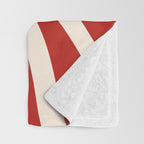 Wavy Loops Retro Abstract Pattern Red and Almond Cream Throw Blanket Gallery Image 3