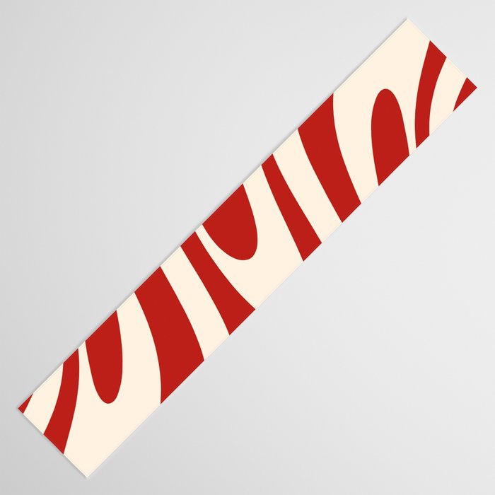 Wavy Loops Retro Abstract Pattern Red and Almond Cream Table Runner Gallery Image 3