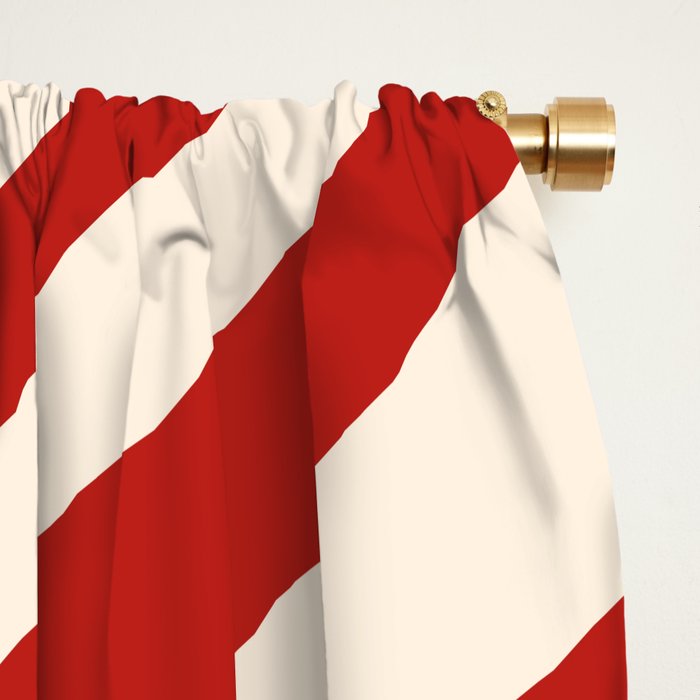 Wavy Loops Retro Abstract Pattern Red and Almond Cream Window Curtain Gallery Image 2