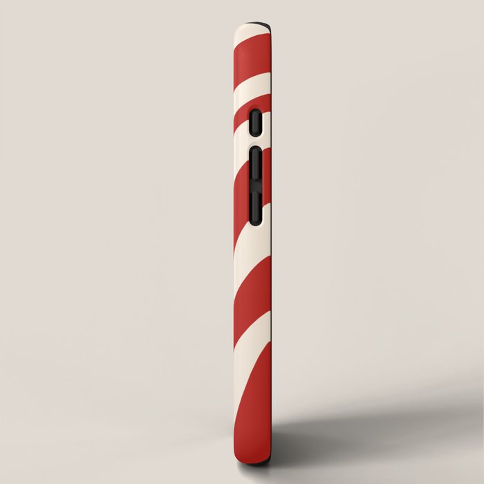 Wavy Loops Retro Abstract Pattern Red and Almond Cream iPhone Case Gallery Image 2
