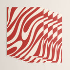 Wavy Loops Retro Abstract Pattern Red and Almond Cream Wrapping Paper Gallery Image 3