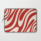Wavy Loops Retro Abstract Pattern Red and Almond Cream Laptop Sleeve Gallery Image 1