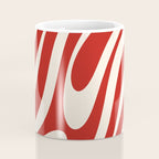 Wavy Loops Retro Abstract Pattern Red and Almond Cream Coffee Mug Gallery Image 4