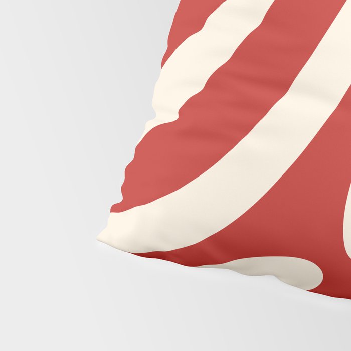 Wavy Loops Retro Abstract Pattern Red and Almond Cream Pillow Sham Gallery Image 4