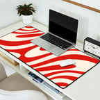 Wavy Loops Retro Abstract Pattern Red and Almond Cream Desk Mat Gallery Image 2