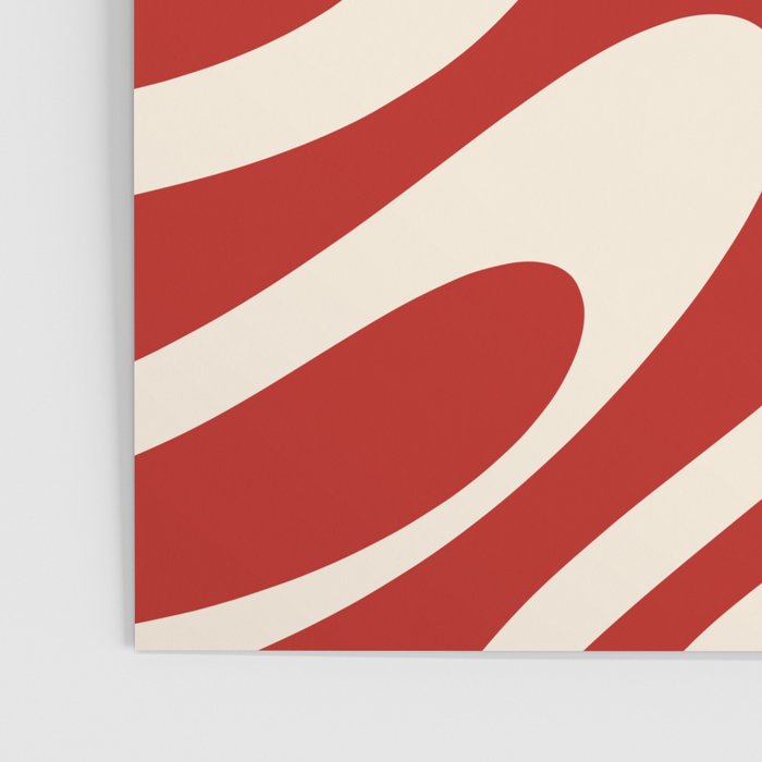 Wavy Loops Retro Abstract Pattern Red and Almond Cream Poster Gallery Image 3