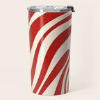 Wavy Loops Retro Abstract Pattern Red and Almond Cream Travel Mug Gallery Image 2