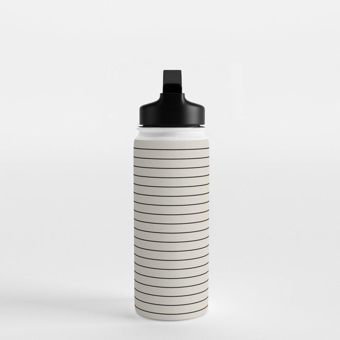 Minimal Arch LVII Vintage Creme and Black Modern Geometric Lines Water Bottle Gallery Image 3