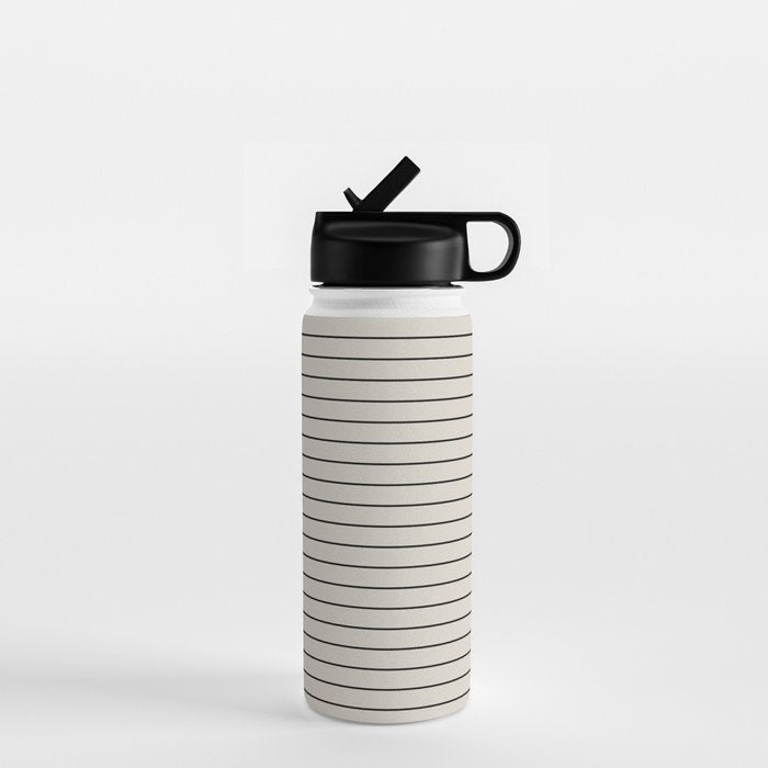Minimal Arch LVII Vintage Creme and Black Modern Geometric Lines Water Bottle Gallery Image 1