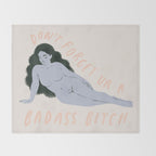badass bitch Throw Blanket Gallery Image 2