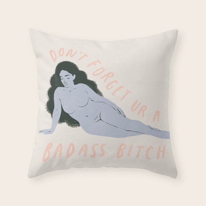 badass bitch Throw Pillow Gallery Image 6