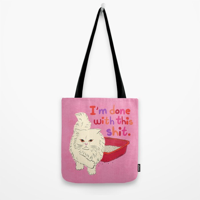 I'm Done With This Shit - Funny Cat Pun Tote Bag Gallery Image 2