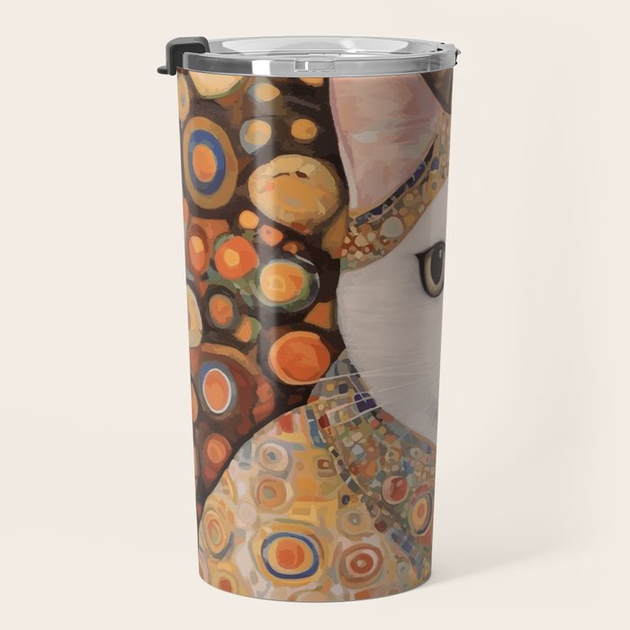 Gustav Klimt Cat with Colorful Costume Travel Mug Gallery Image 3