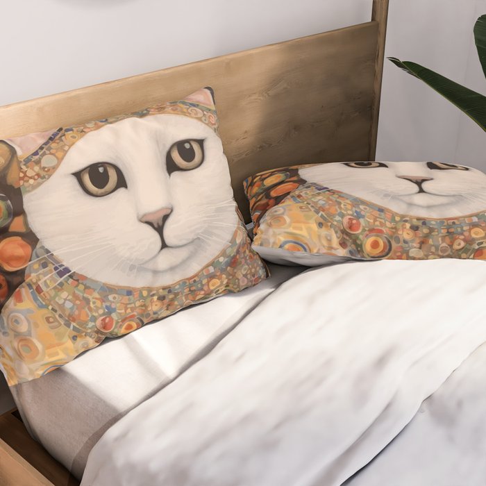 Gustav Klimt Cat with Colorful Costume Pillow Sham Gallery Image 2