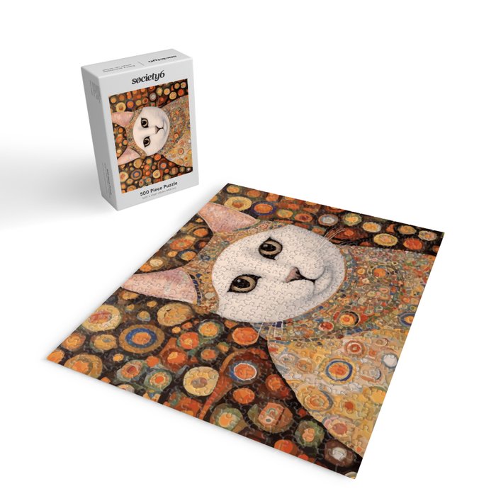Gustav Klimt Cat with Colorful Costume Jigsaw Puzzle Gallery Image 2