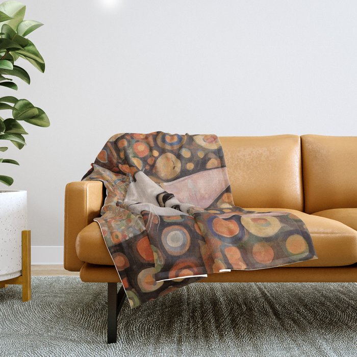 Gustav Klimt Cat with Colorful Costume Throw Blanket Gallery Image 1
