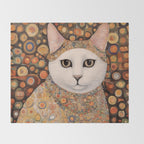 Gustav Klimt Cat with Colorful Costume Throw Blanket Gallery Image 2