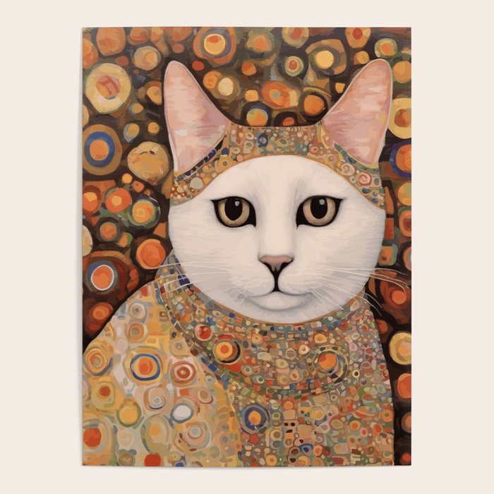 Gustav Klimt Cat with Colorful Costume Poster Gallery Image 1