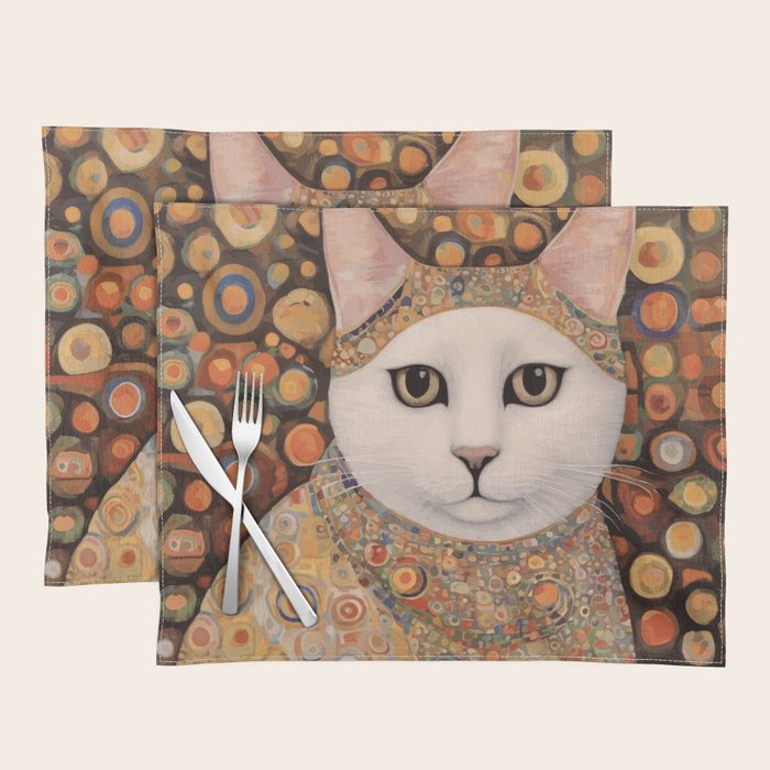Gustav Klimt Cat with Colorful Costume Placemat Gallery Image 1
