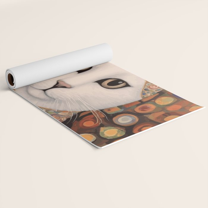 Gustav Klimt Cat with Colorful Costume Yoga Mat Gallery Image 2