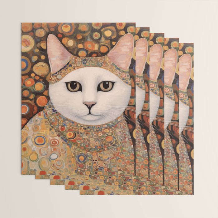 Gustav Klimt Cat with Colorful Costume Wrapping Paper Gallery Image 3