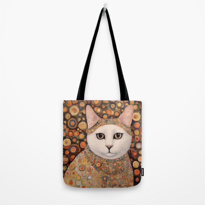 Gustav Klimt Cat with Colorful Costume Tote Bag Gallery Image 2