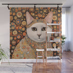 Gustav Klimt Cat with Colorful Costume Wall Mural Gallery Image 1