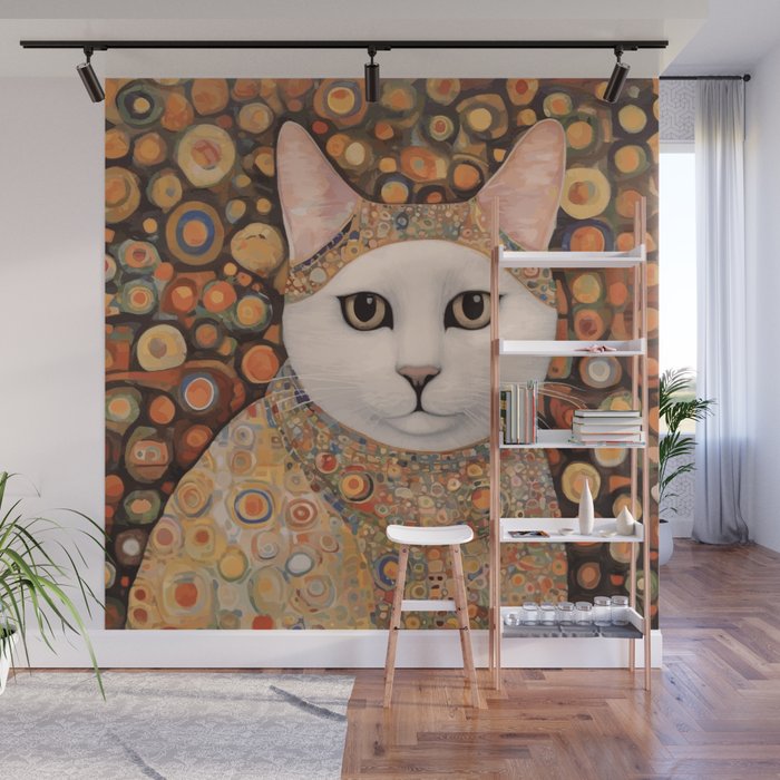Gustav Klimt Cat with Colorful Costume Wall Mural Gallery Image 1