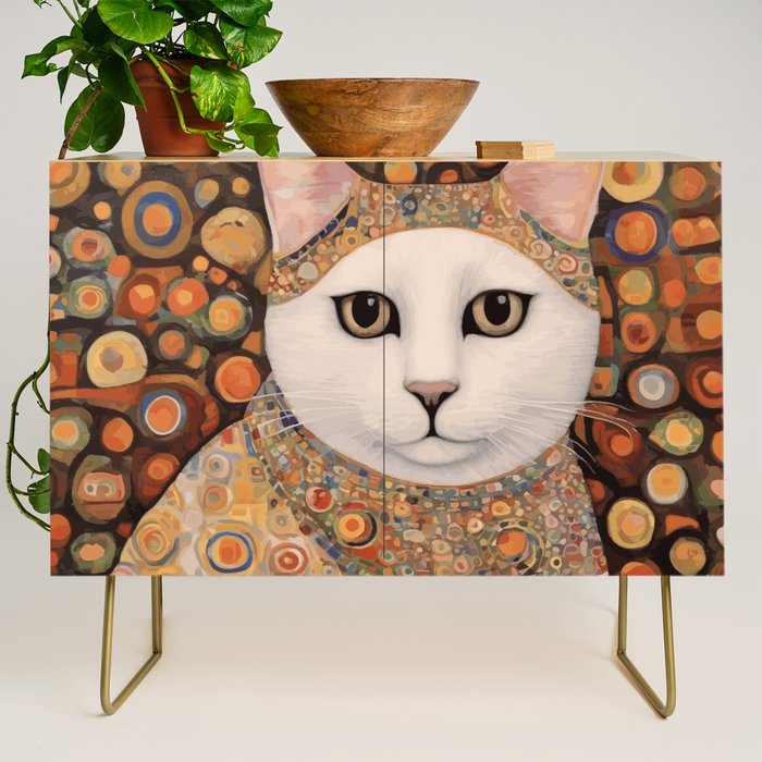 Gustav Klimt Cat with Colorful Costume Credenza Gallery Image 1