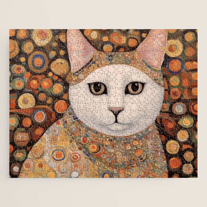 Gustav Klimt Cat with Colorful Costume Jigsaw Puzzle Gallery Image 1