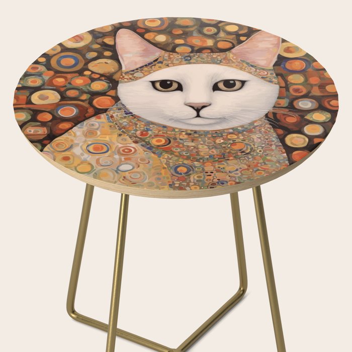 Gustav Klimt Cat with Colorful Costume Side Table Gallery Image 2