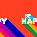 BE HAPPY - rainbow retro typography Coffee Mug Gallery Image 2