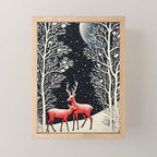 Winter Deer Pair Mini Art Print Gallery Image 1