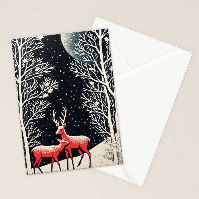 Winter Deer Pair Stationery Card Gallery Image 2