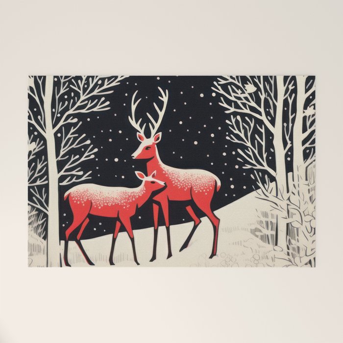 Winter Deer Pair Welcome Mat Gallery Image 1