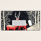 Winter Deer Pair Desk Mat Gallery Image 1