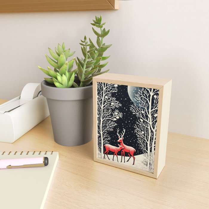 Winter Deer Pair Mini Art Print Gallery Image 2