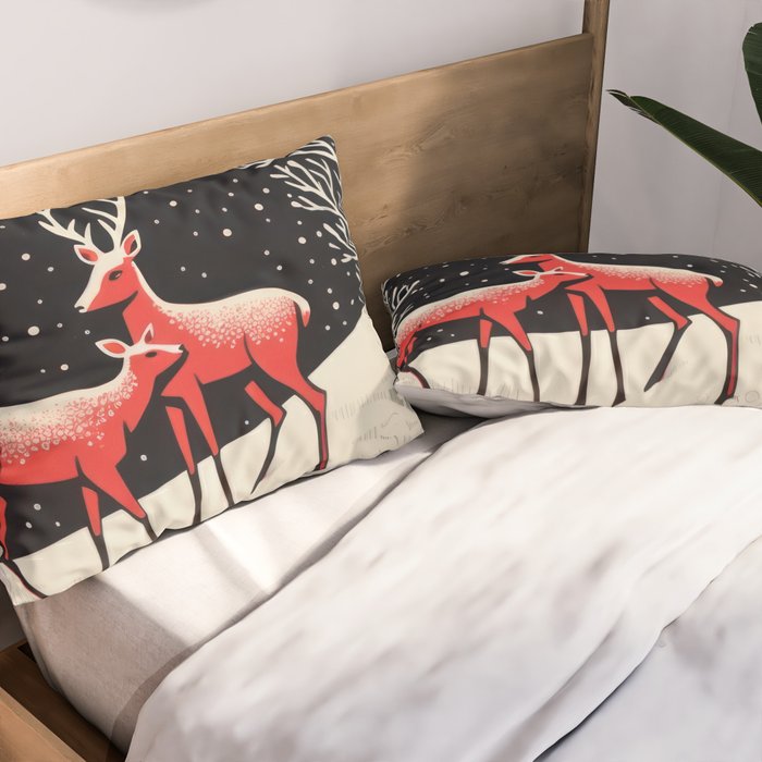 Winter Deer Pair Pillow Sham Gallery Image 2