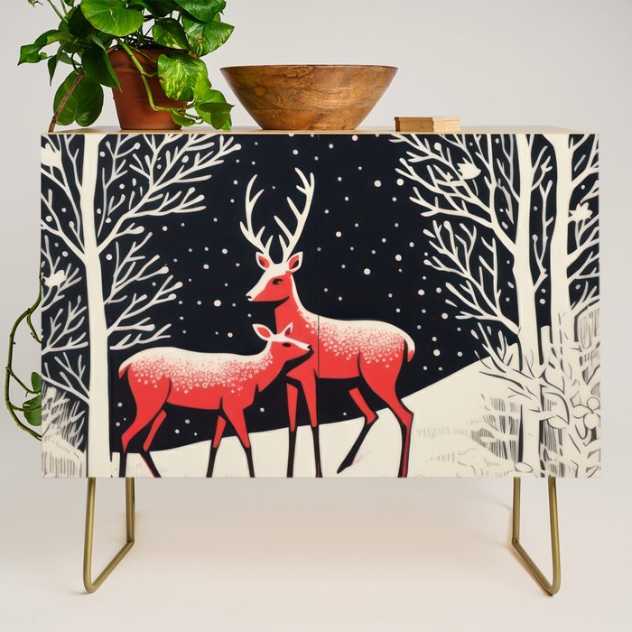 Winter Deer Pair Credenza Gallery Image 1