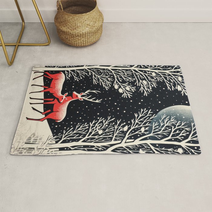 Winter Deer Pair Rug Gallery Image 1