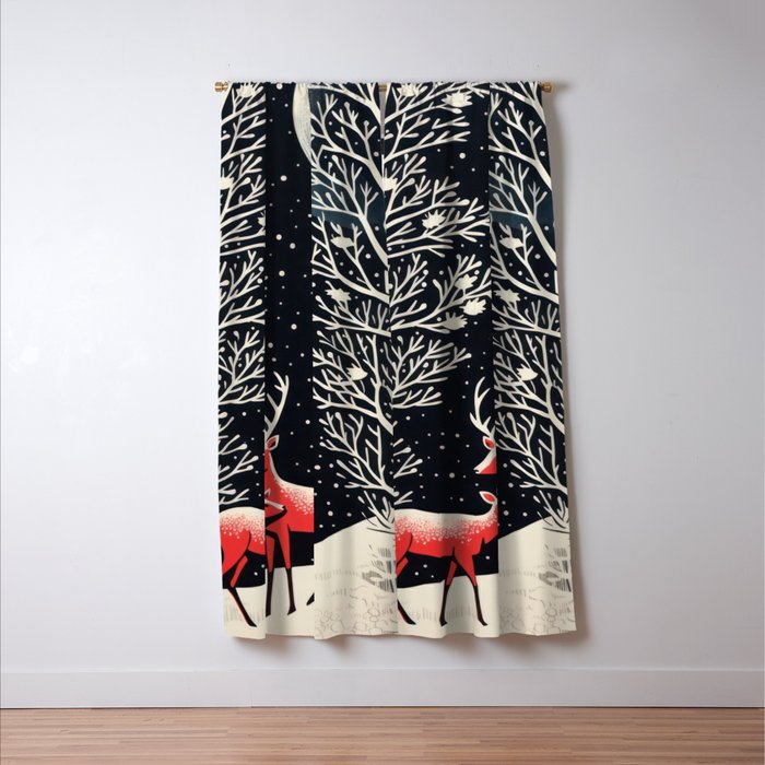 Winter Deer Pair Window Curtain Gallery Image 3