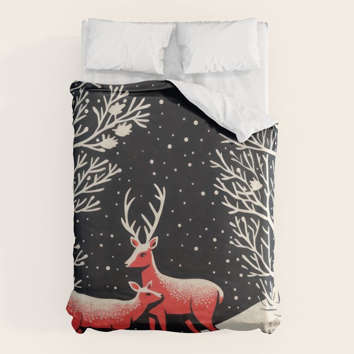 Winter Deer Pair Duvet Cover Gallery Image 6
