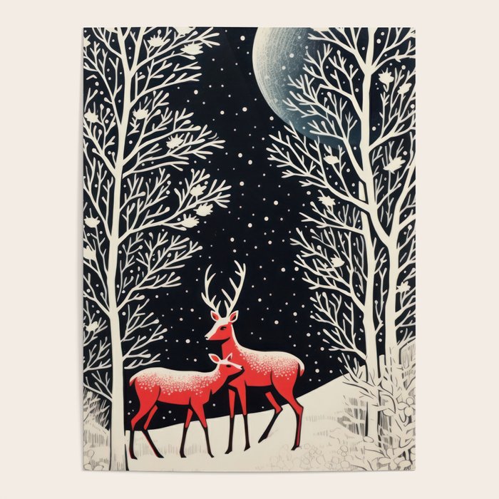 Winter Deer Pair Poster Gallery Image 4