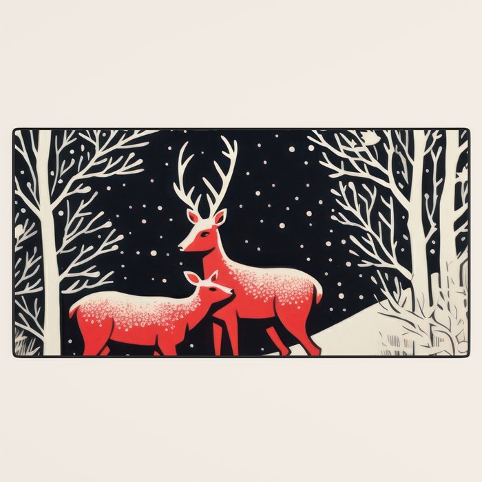 Winter Deer Pair Desk Mat Gallery Image 3