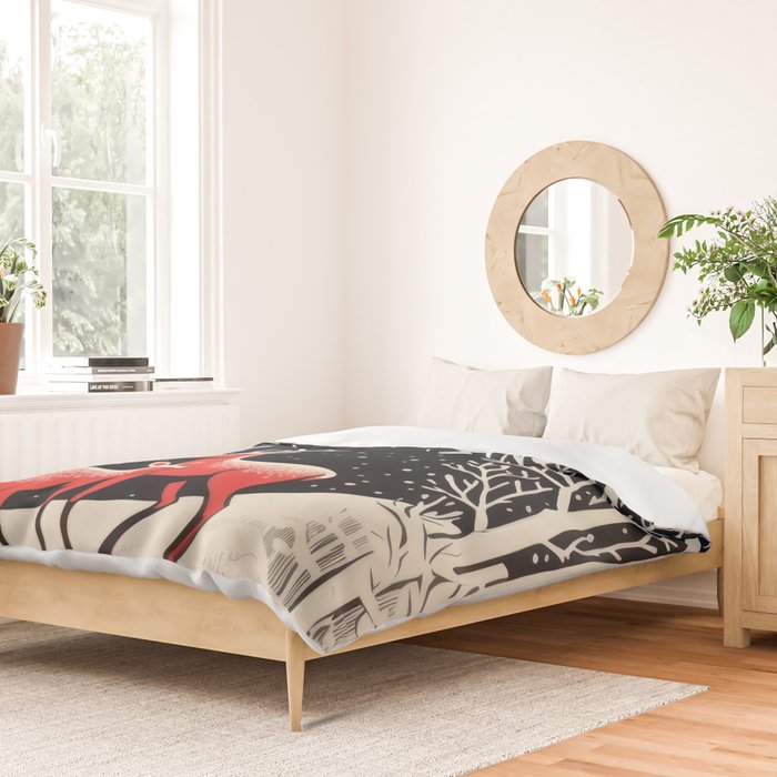 Winter Deer Pair Duvet Cover Gallery Image 2