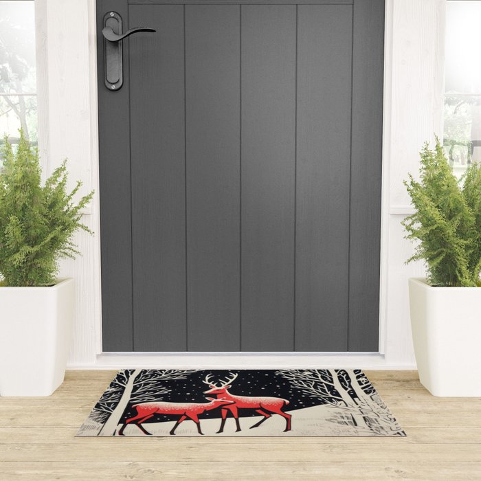 Winter Deer Pair Welcome Mat Gallery Image 3