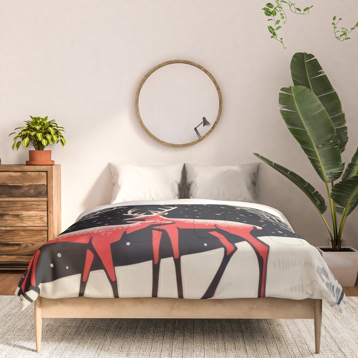 Winter Deer Pair Comforter Gallery Image 3