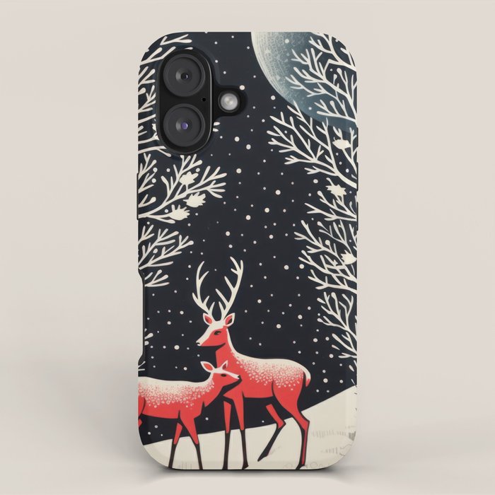 Winter Deer Pair iPhone Case Gallery Image 1